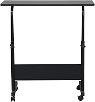 Vista 10 de Mesa auxiliar móvil, carrito de escritorio para laptop, mesa ajustable sobre la cama con ruedas, soporte de computadora para cama, sofá, sala