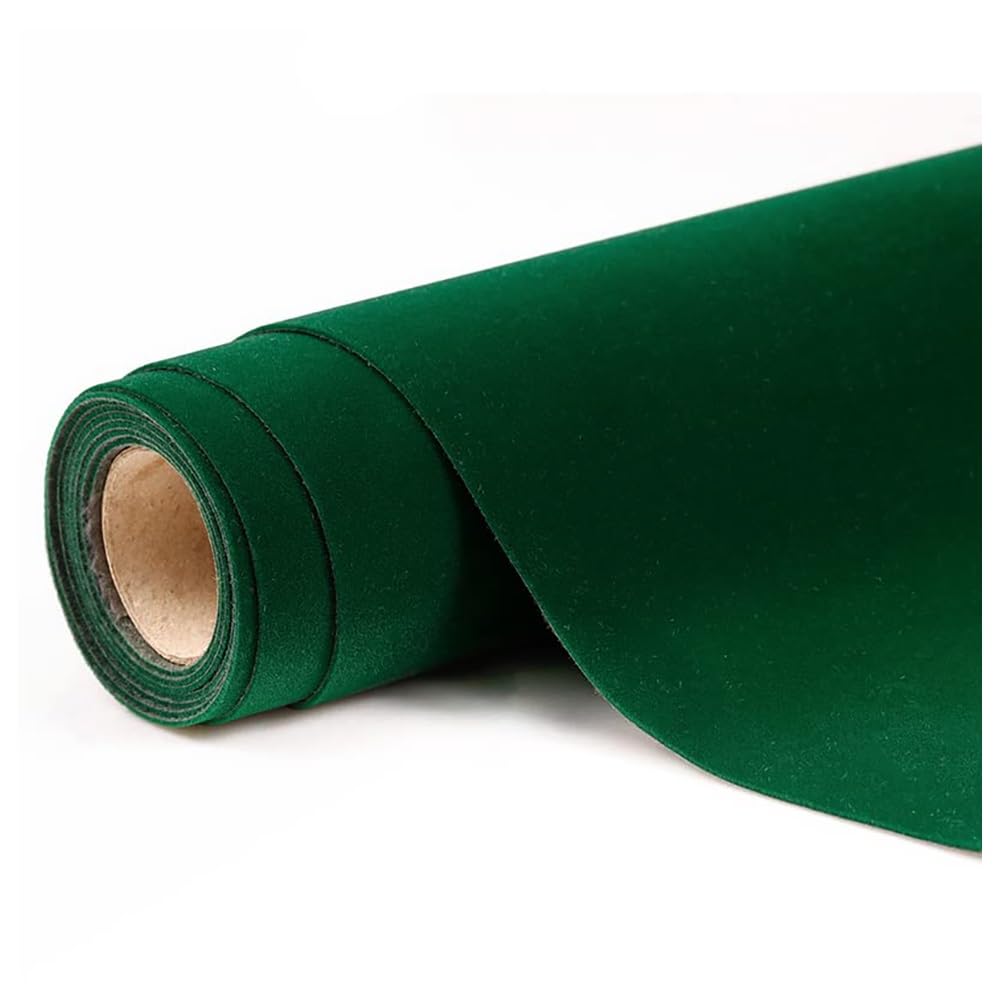 Tissu velours adhésif vert foncé 45x30 cm pour revêtement de tiroir