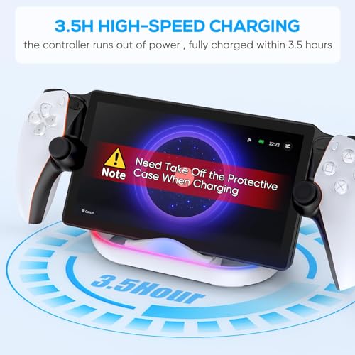 fastsnail charging stand for ps portal remote player portable charge dock station with 14 rgb light modes and type-c cable charge base holder accessories for playstation 5 portal console