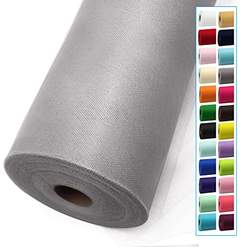 Image of Gray Tulle Fabric Rolls 54 Inch by 40 Yards Tulle Bolt Spool for Wedding Decorations DIY Tutu Baby Shower Table Skirt Ceiling Decor Birthday Party Craft Supplies