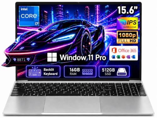 Image of Gaming Laptop 2026,15.6 Inch Laptops Computer with 16GB RAM 512GB SSD,Intel Core i7(Up to 3.9GHz),Windows 11 Pro & Office Included,Backlit Keyboard,Portable Laptop for Gaming College Student Business