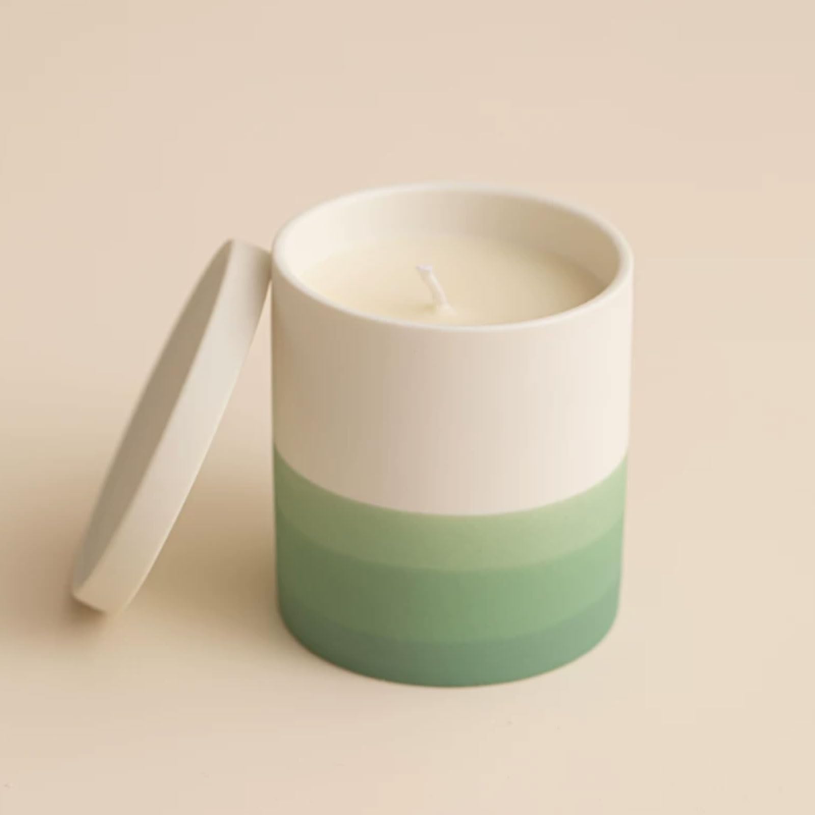 Velas de cerámica con tapa hechas con cera de soja y aceites esenciales, vela cilíndrica de aromaterapia reutilizable for perfumado en el hogar(Bergamot Cedarwood)