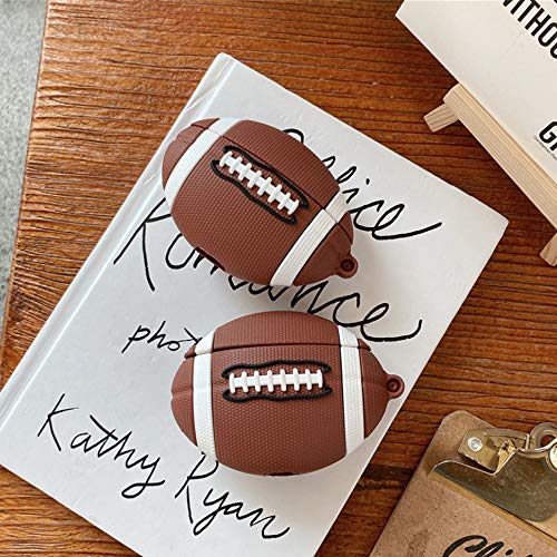 Compatible With Rugby Airpods Case 1/2, Kids Teens Girls Boys Silicone Cartoon 3D Protective Skin Cover For Football Airpods Case, Funny Kawaii Cute For Rugby Airpods Case With Carabiner (Rugby) #TOP3