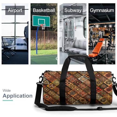 Sac de gym losange marron, sac week-end et duffel bag de randonnée 45cm - 3