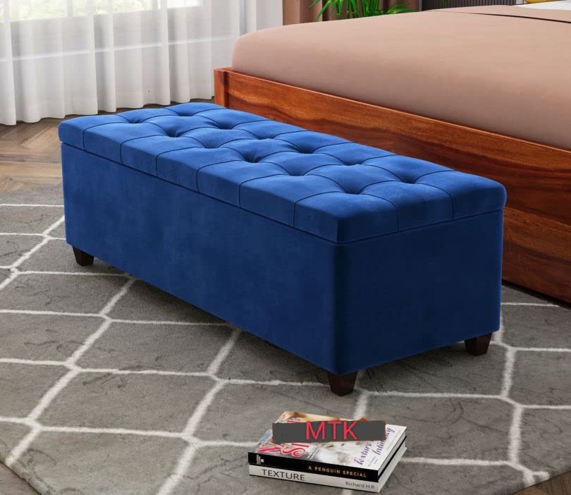 MTK WOOD PLAZA Velvet Upholstered Storage Ottoman Bench Couch pouffe 2seater Sofa Footstool bedend Settee for livingroom Bedroom (Blue) (B09WC99LB1) Amazon Price History, Amazon Price Tracker