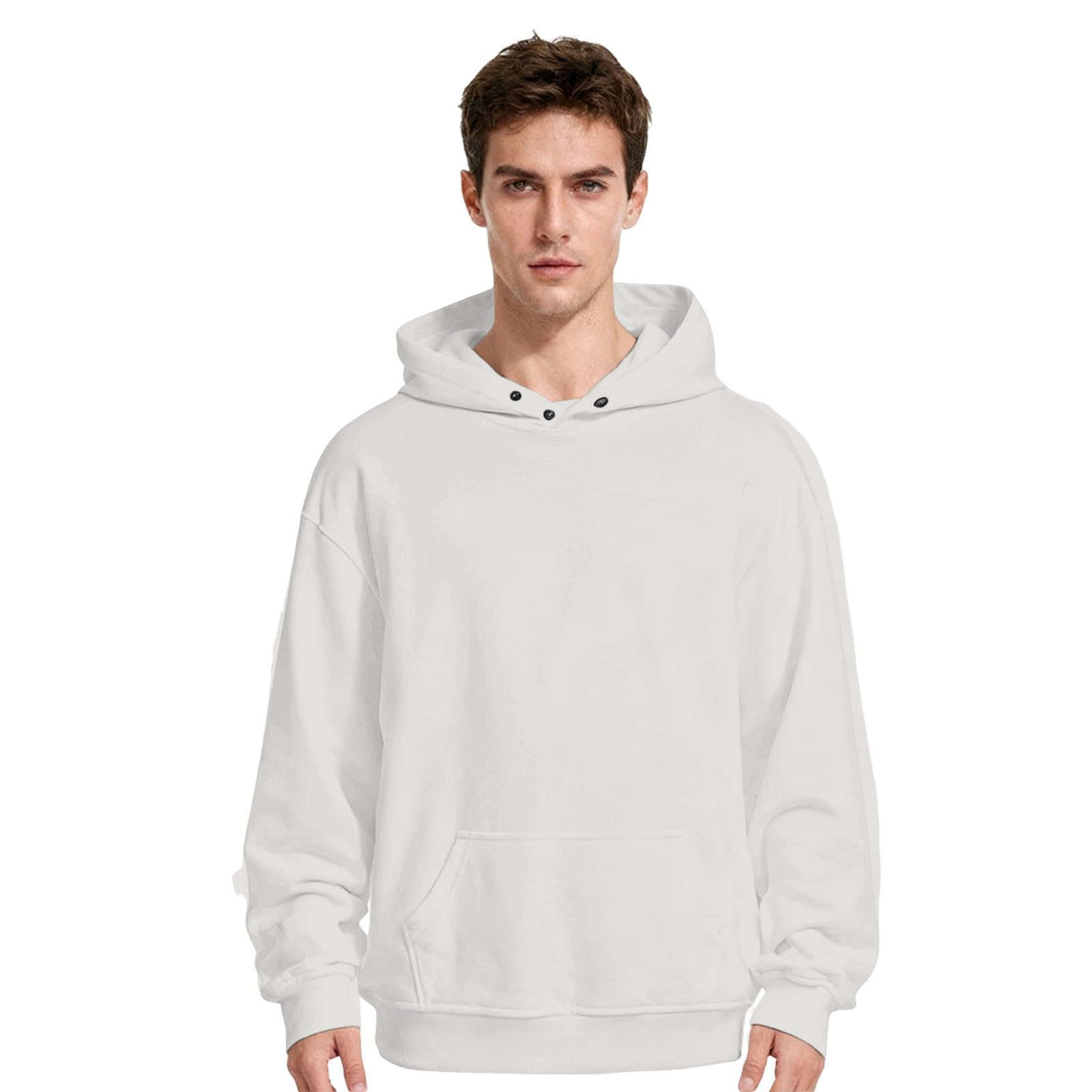 Top Manga Larga Hombre Sudadera Ancha De Color Liso Estilo Americano, Informal Y Otoño E Invierno. Sin Mangas (Grey, XL) Camisetas Ropa Verano Casual para Camisa Impermeable Chaqueta