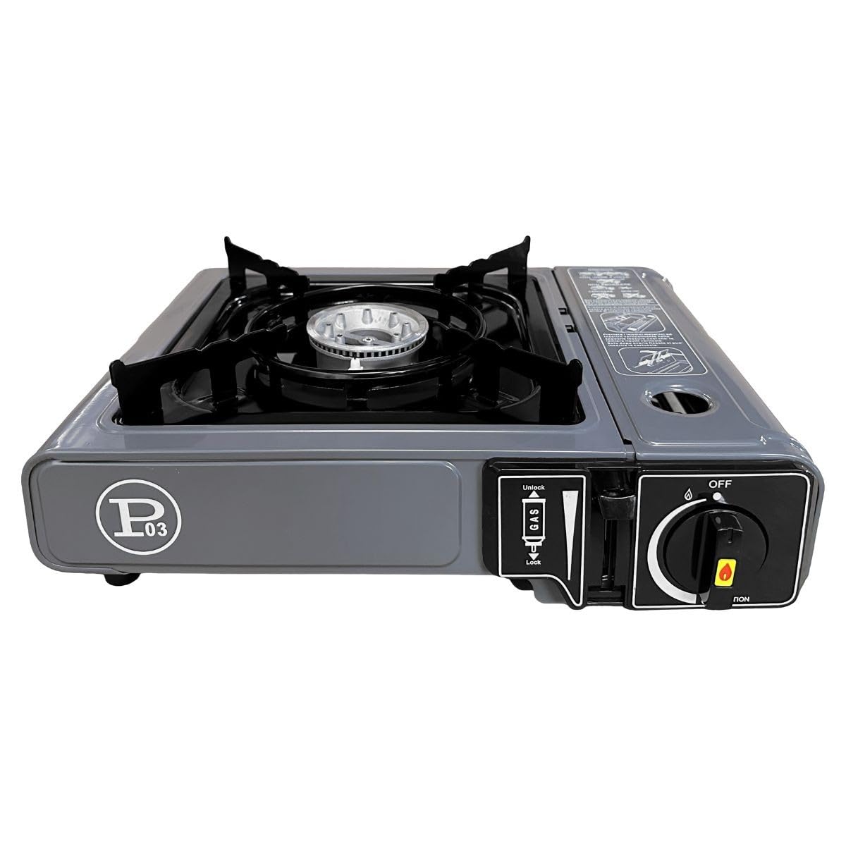INTEC - Réchaud Gaz Portable 1 Feu 2,2 KW + 8 Cartouches gaz Butane incluses Allumage Piezo – Camping Randonnée Cuisine Extérieure