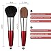Protable Mini Makeup Brushes Set with Travel Case,5PCS Cosmetic Brushes Kit(Natural and Synthetic Hair)-Includes Foundation-Contouring-Blending-Blush And Eyeshadow Brushes(Travel Size) Red