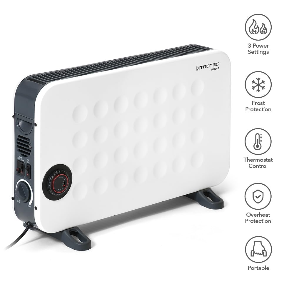 TROTEC Convector de diseño TCH 25 E, 2.000 W, 3 Niveles, Termostato