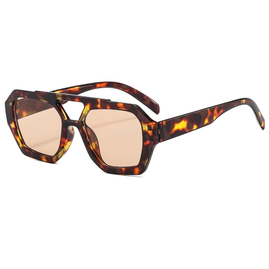 Lunettes de soleil rétro marron dégradé grand modèle pour l'été - 8