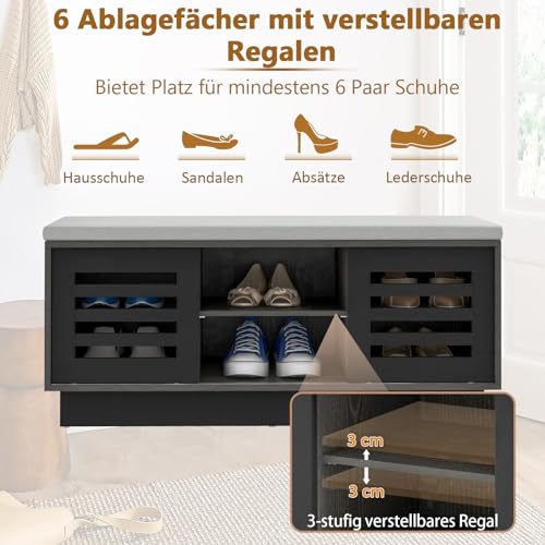 Banc à Chaussures Stable en Bois d'Ingénierie Noir avec Assise Robuste