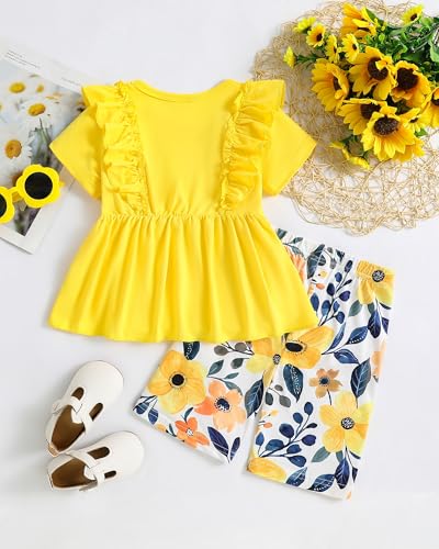 Image of Weebaby Toddler Girl Clothes Baby Summer Outfits Sleeveless Halter Top Ruffle Short Set Cute Kids Clothes Girls