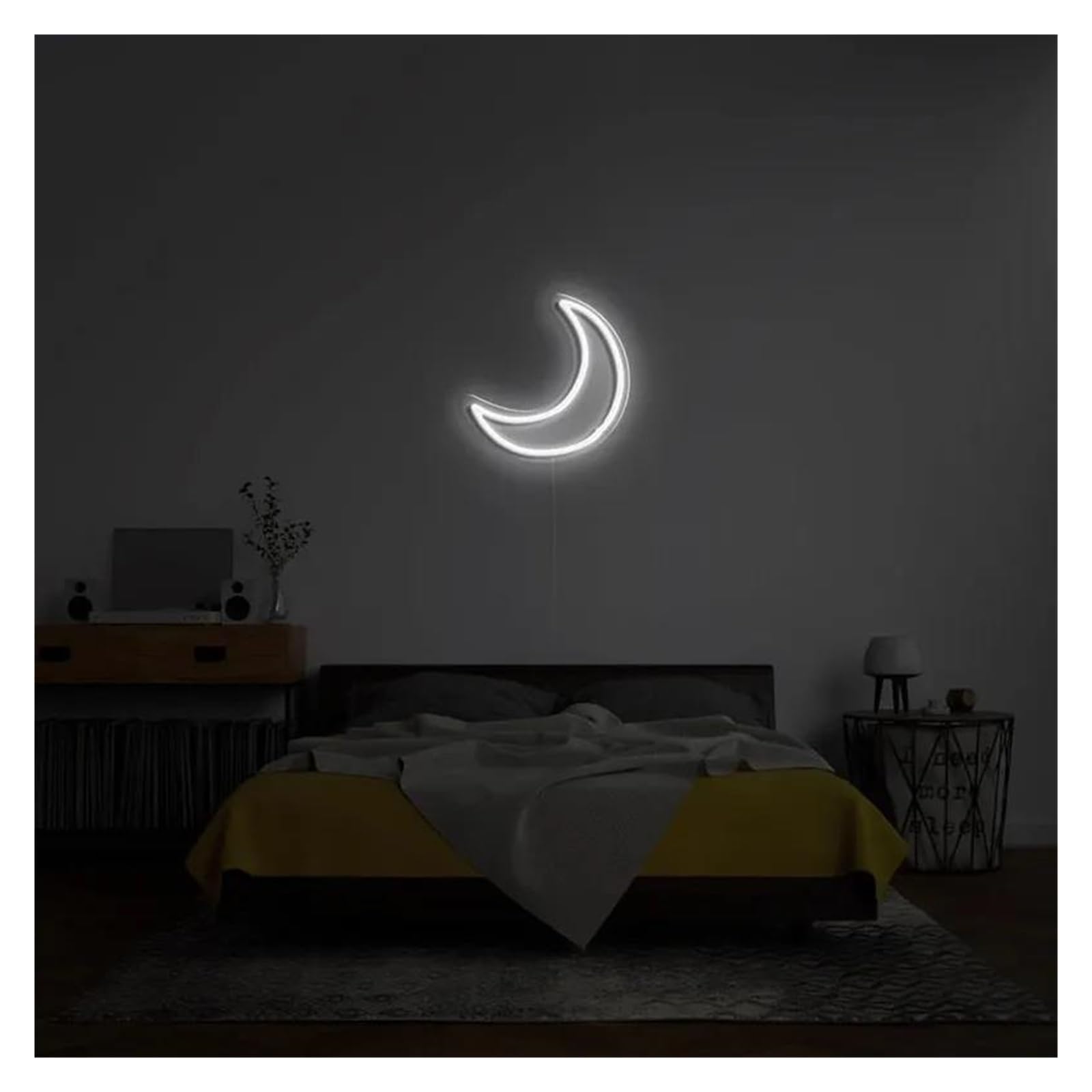 LEMST Signs Lamp Moon Neon Sign Moon USB Neon Light, Handcrafted Wall Art Bedroom Or Living Room Wall Decor 30cm(White)