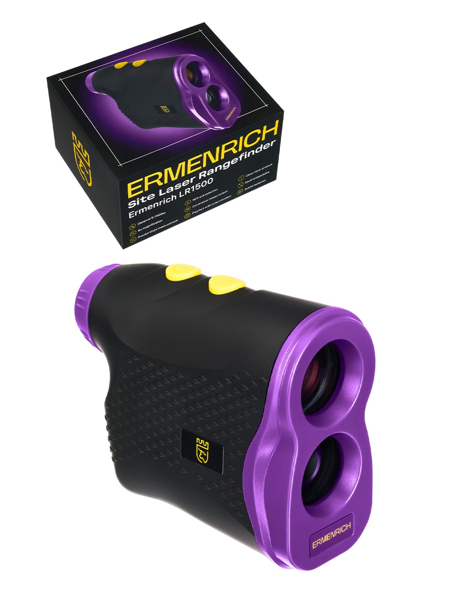 LR1500 Télémètre Laser 6X avec Mode D’Inclinaison, Vibration et Verrouillage du Drapeau, 1500 Mètres, Arrêt Automatique, pour Le Golf la Chasse et Le Camping Compact Compatible avec Trépied