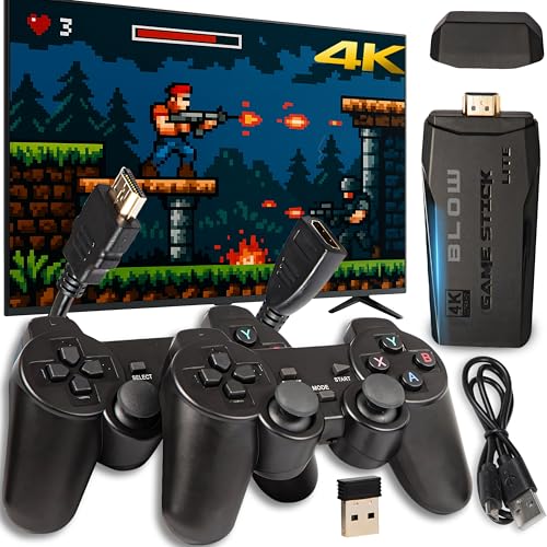 Retoo Console de jeu rétro avec 20 000 jeux, HDMI, Plug & Play, pour TV, 2 manettes sans fil avec adaptateur, carte mémoire de 64 Go, mini console pour...