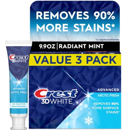 Image of Crest 3D White Advanced Teeth Whitening Toothpaste,Arctic Fresh,3.3 oz,(Pack of 12)