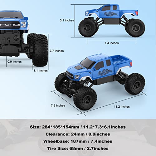 Image of DOUBLE E Ford Raptor F150 RC Truck,10.67inch Monster Truck with 4WD Power | Dual Motors & Off Road Crawler Vehicle RC Car for Kids 6-12, Birthday Gift for Boys