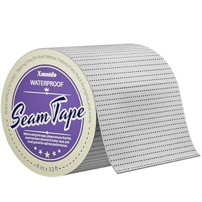 Xmntdo RV Sealant Tape, 6 Inch x 33 Feet RV Roof Seam Tape Grey, Repair and Restore Roof Joints and Tears, Waterproof Sealant Roofing Tape for RVs Repair, Window, Gutter, Chimney, Camper Roofs Leaks