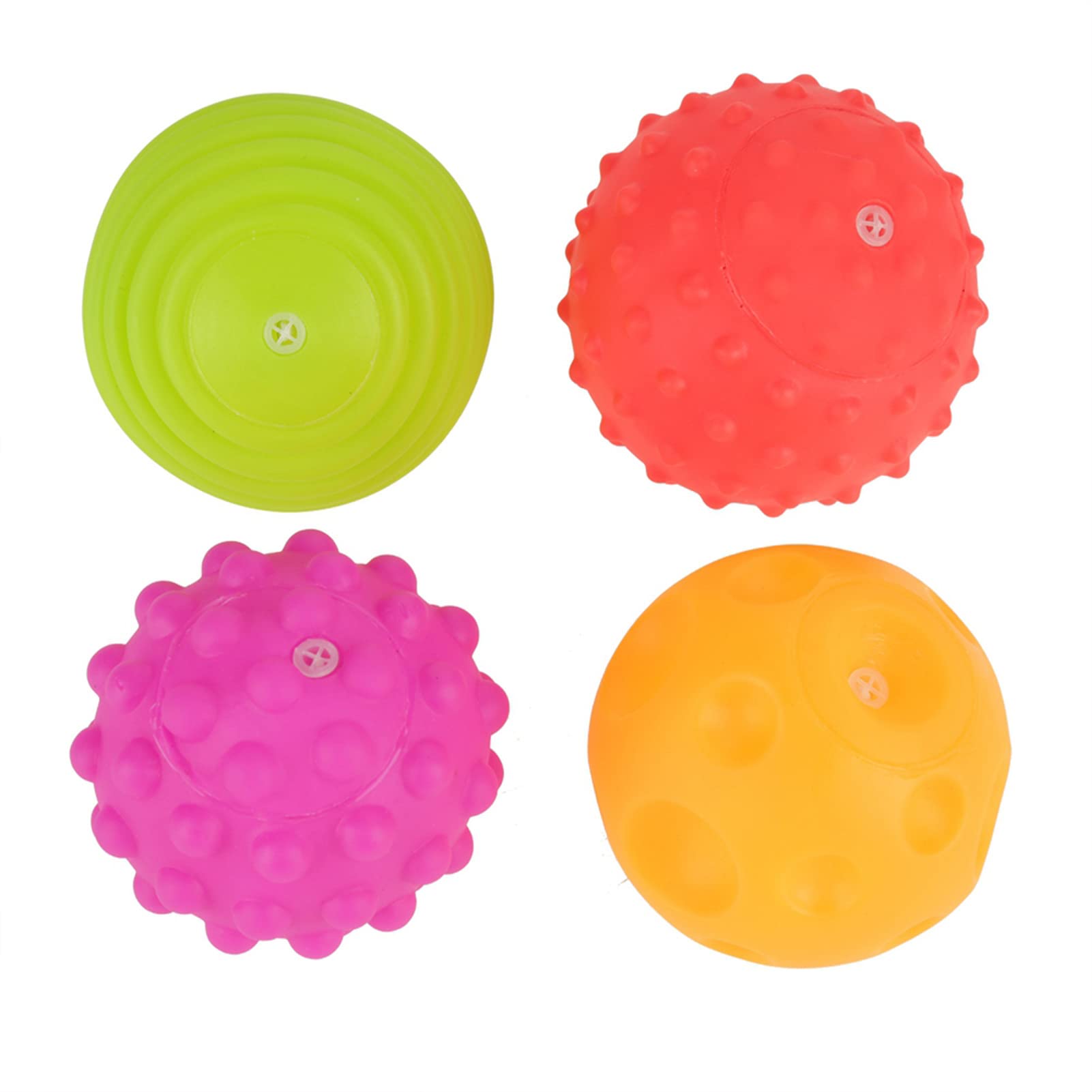 GLOGLOW 4PCS Sensor Ball Set Baby Textured Touch Hand Ball Toys Baby Grip Balls Squish Toys Colorful Melody Cognition Rubber Kids Early Learning Toys
