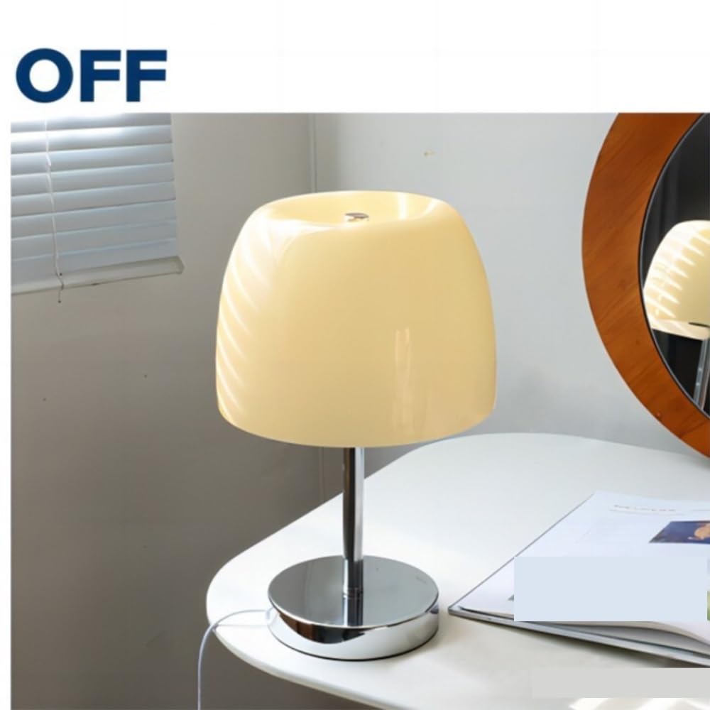 Lampada in vetro a fungo Bauhaus, luce notturna ambientale sul | Design Bauhaus, paralume in vetro a forma di fungo, USB, luce ambientale, arredamento della(Yellow)