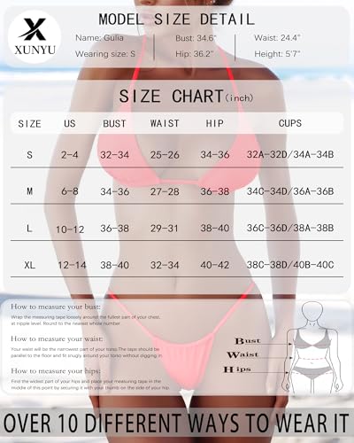 Image of XUNYU Thong Bikini Sets for Women - Brazilian Micro String Bikinis Sexy Two Piece Swimsuit Triangle Top Halter Bathing Suits