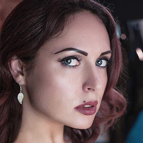 CiNily 18K White Gold Plated Leaf Opal Dangle Drop Earrings for Women Teen Girls Hypoallergenic Opal Jewelry Gift2