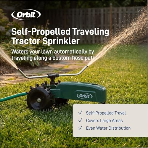 Orbit Traveling Tractor Water Sprinkler - Self-Propelled Traveling Sprinkler for Wide Lawn Coverage - Cast-Iron Body with Adjustable Coverage - Three-Speed - Automatic Shut Off - 58322 by Orbit - Image 3