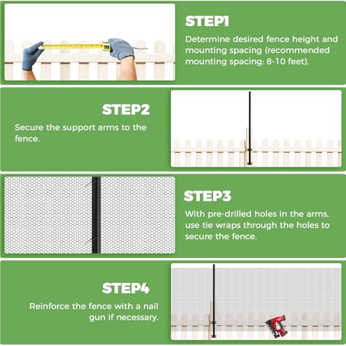 Cat Fence Retrofit System - Vertical Fence Extension for Existing Outdoor Fences, Includes Galvanized Steel Extenders and Poly Mesh for Wood, Chain Link, Metal, Brick, & Vinyl Fences(100ft kit) by TPSHKE - Used condition - Image 6