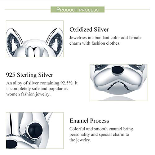 100% 925 Sterling Silver Partners fedeli francese Bulldog Dog