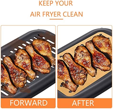 150PCS Air Fryer Liners Air Fryer Paper Liners Unbleached Air Fryer Parchment Paper Liners Rectangle Parchment Paper Perforated Parchment Paper Nonstick Air Fryer Liners for Baking Ninja Foodi Dual