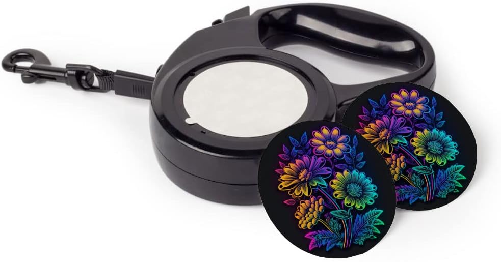Floral Print Retractable Pet Leash - Graphic Leash - Colorful Dog Leash - 118 inches