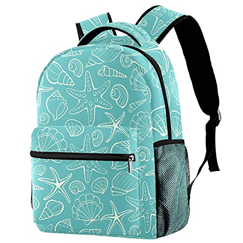 Sac à dos de voyage ergonomique campus à motif étoile de mer et porte-bouteille externe