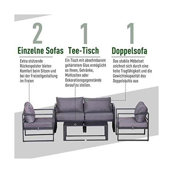 Aluminium Lounge-Set Grau 4-teilig