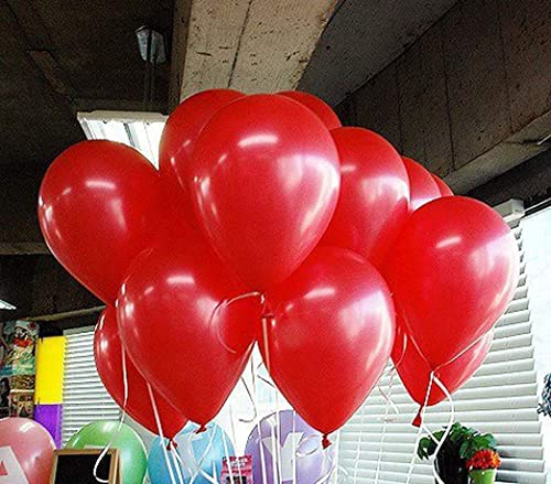 Image of AMFIN (Pack of 25) 10 inch Metallic Balloons Red for Birthday Decoration, Decoration for Weddings, Engagement, Anniversary - Red