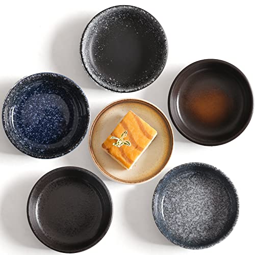 Anbncn 3.5 Inch Japanese Style Classic Porcelain Side Dish Bowl Seasoning Dishes Soy Dipping Sauce Dishes-6 Pack #TOP8