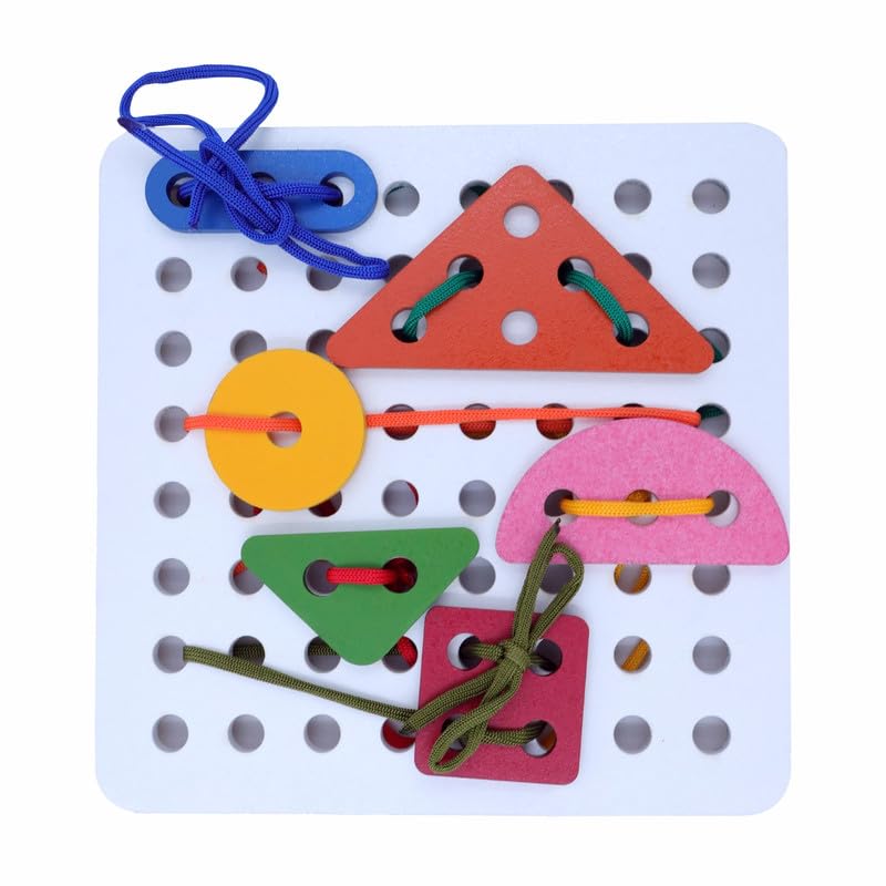 Tantrums Geometric Shape Lacing Activity Toy Learning kit for Kids Sewing Toy Set of 6 pcs Circle, Triangle, Square with Laces - Multi Color I Lacing Geometry Shapes Board (B0CZ6QTJV3) Amazon Price History, Amazon Price Tracker