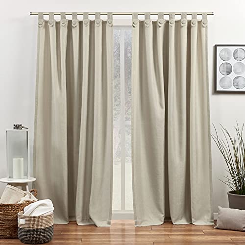 Exclusive Home Curtains Loha Tuxedo Tab Top Curtain Panel Pair, 54"x108", Natural