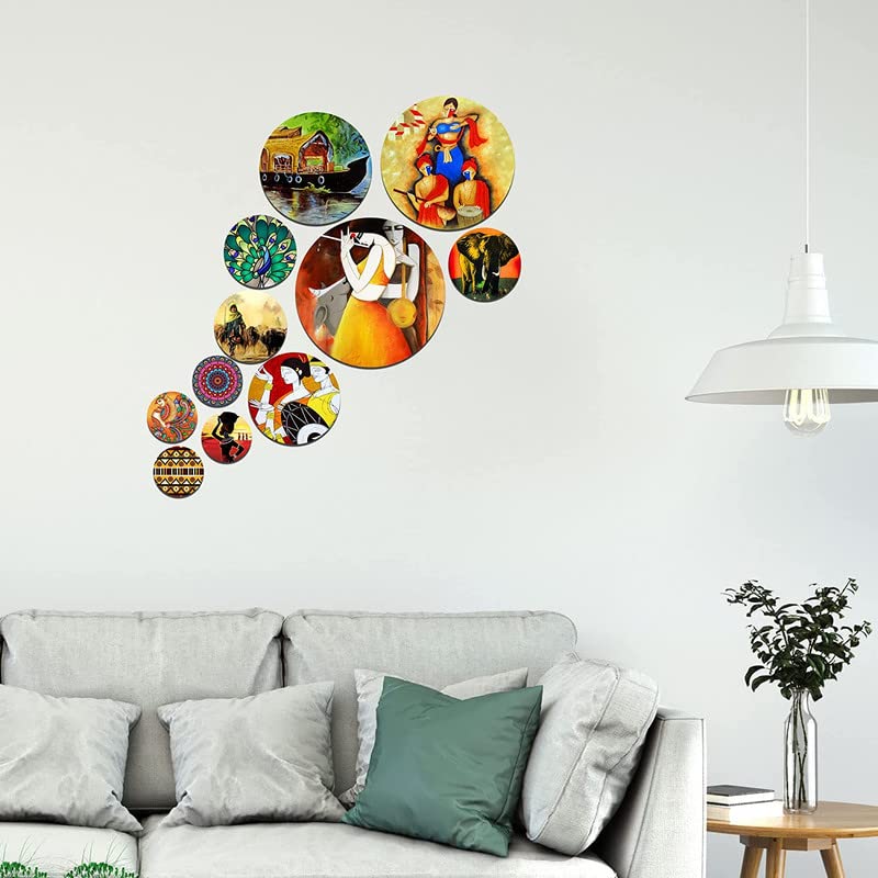 Image of Rajasthani Design Wooden Wall Hanging Decoration Item for Home|Office|Gift|Living Room|Bedroom|Wall Decoration (Multi 4)