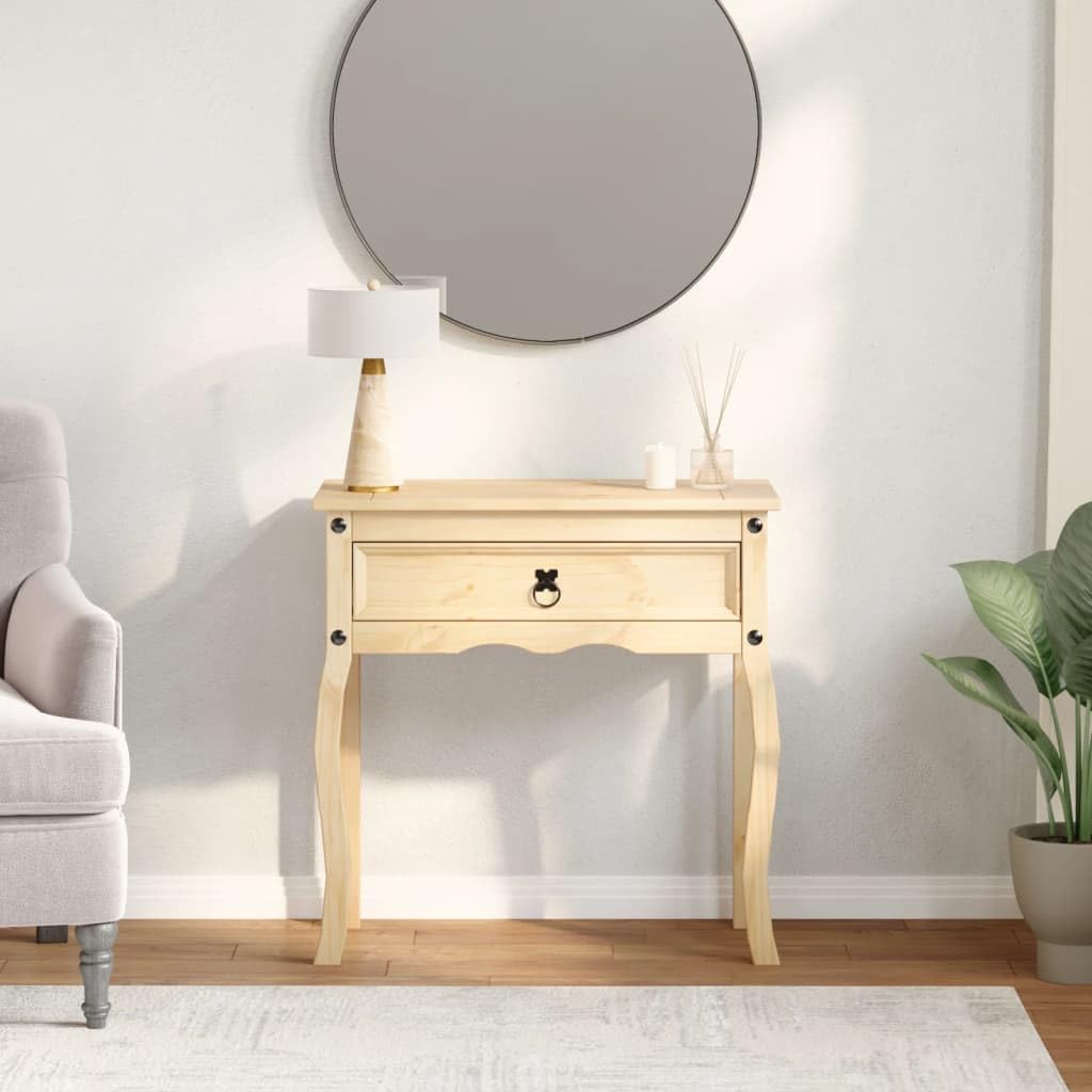 vidaXL Mesa Consola Corona Madera Maciza de Pino 73x35x73 cm