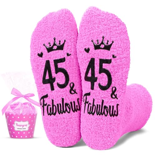 HAPPYPOP 45th Years Old Birthday Gifts - Socks for 45 Year Olds, Gifts for 45 Year Old Women Men