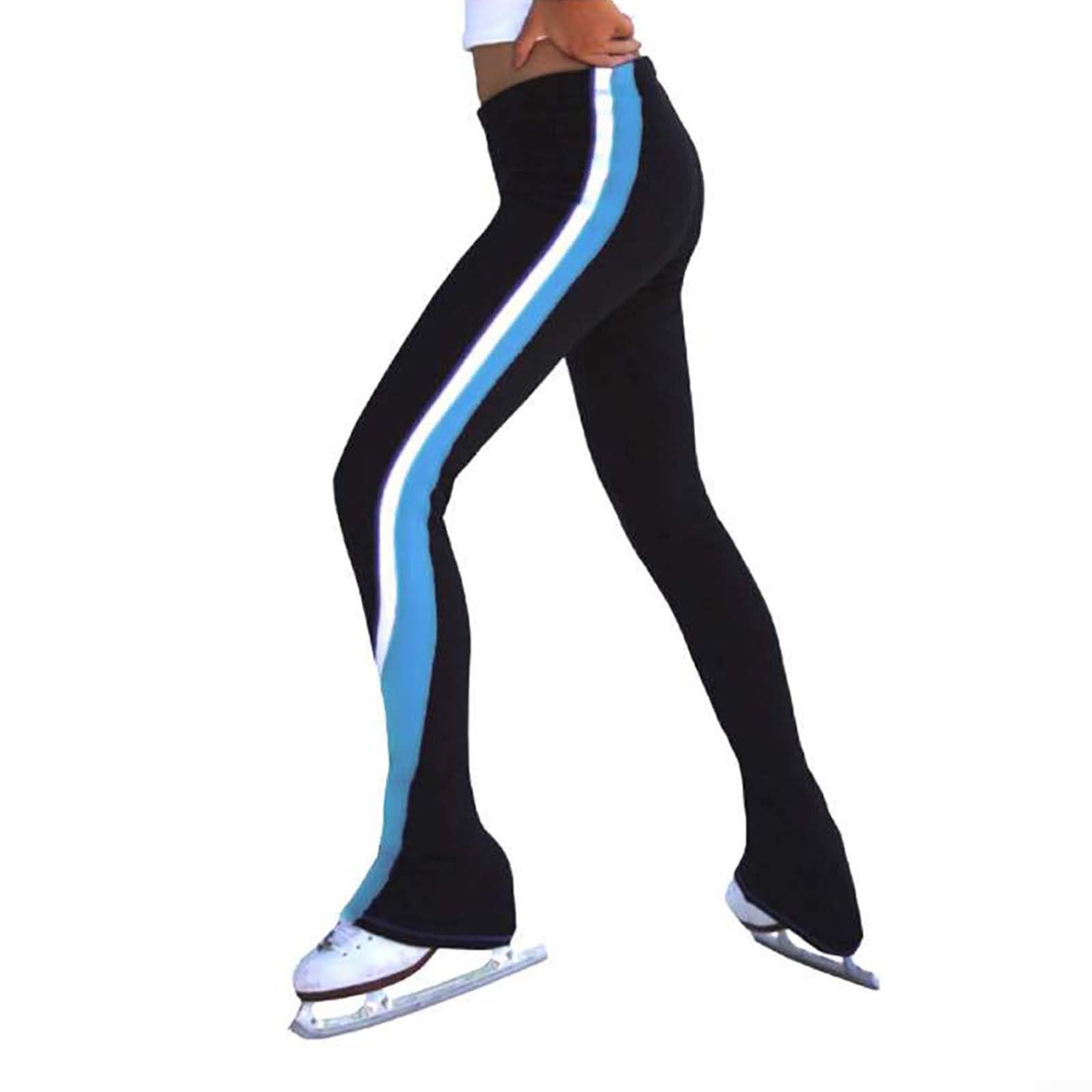 Pantaloni da allenamento impermeabili a righe per pattinaggio artistico, leggings traspiranti ad alta elasticità per donne e ragazze, collant sportivi ad asciugatura rapida, per pratica e