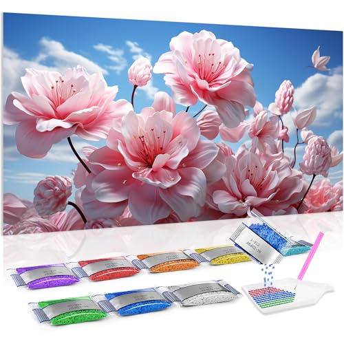 Kit Jumpdot de pintura de diamantes 5D con flor rosa para decorar salones grandes
