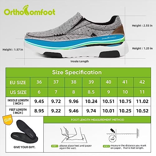 Orthocomfoot Womens Casual Shoes,Orthotic Slip On Sneakers,Plantar Fasciitis Arch Support Deck Shoes Dark Grey Size 9 #TOP3