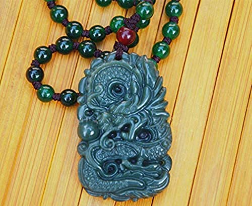 Collier dragon en jade de Hetian vert foncé, le cadeau idéal pour apporter la chance