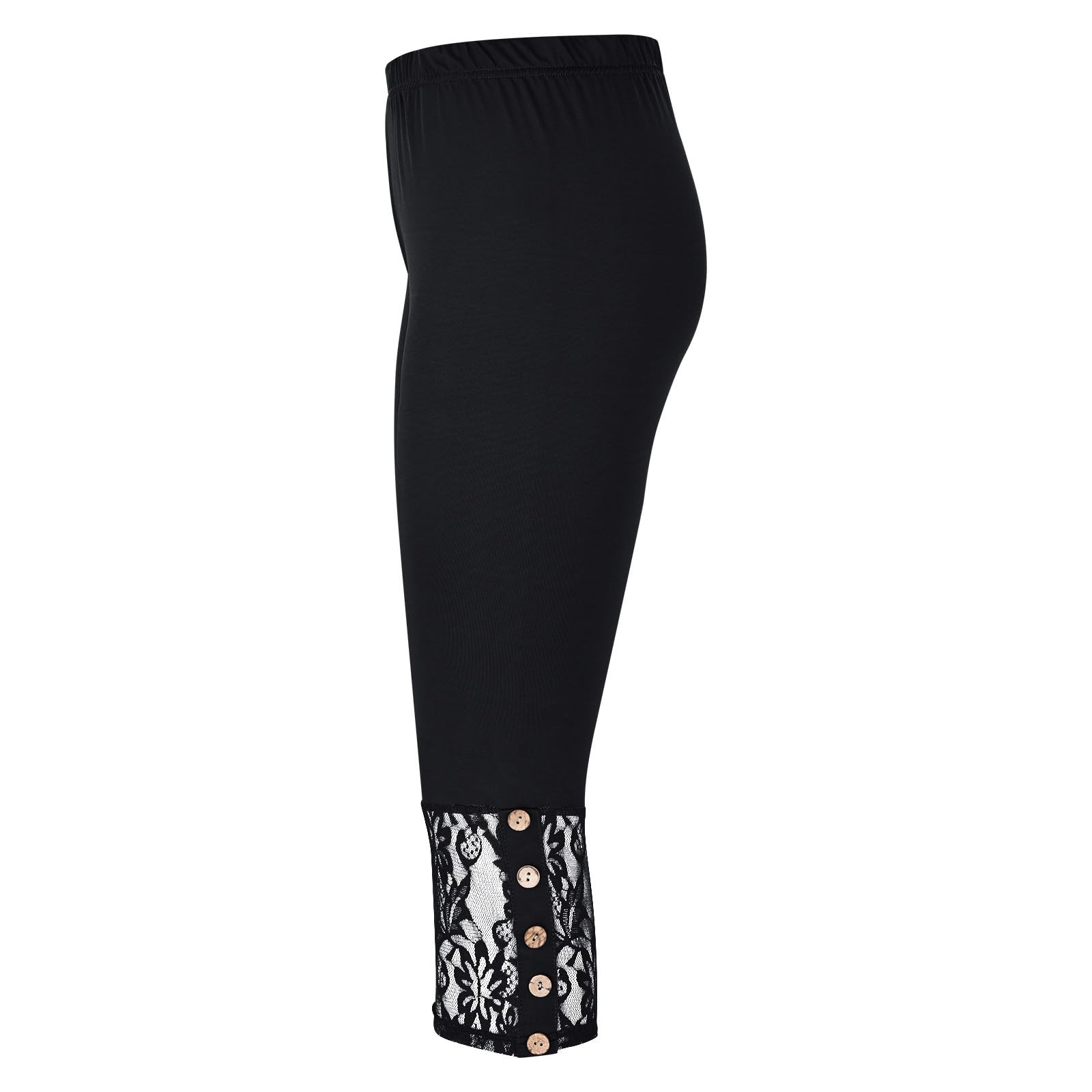 EMATOP Sexy Spitze Leggings Damen 3/4 Sport Caprihose High Waist Kurze Sporthose Blickdicht Elegant Capri Hose Baumwolle Leicht Jogginghose Bequem Einfarbig Yogahose Casual Sportleggins