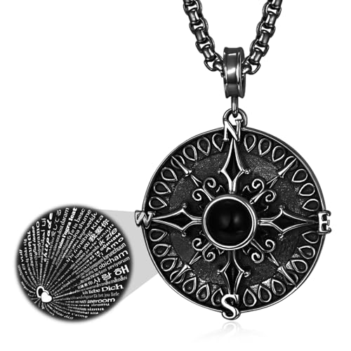 Chaîne boussole argent 925 cadeau romantique 100 langues ADMETUS