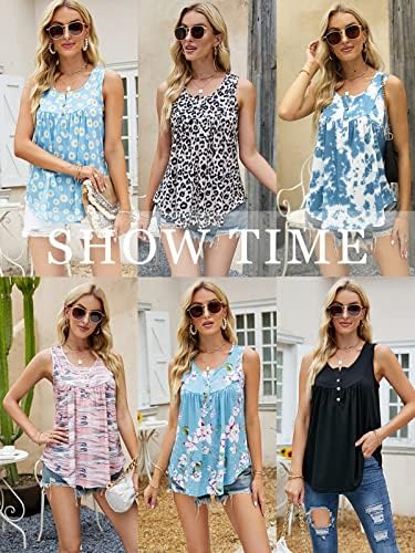 HAHIYOR Womens Tank Tops Summer Sleeveless Henley Shirts Flowy Pleated V-Neck Tunics Tee 4 HAHIYOR Womens Tank Tops Summer Sleeveless Henley Shirts Flowy Pleated V-Neck Tunics Tee