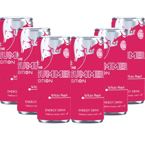 Energy Drink Summer Edition White Peach Flavour Drink Cans 250ml (6 x Cans)
