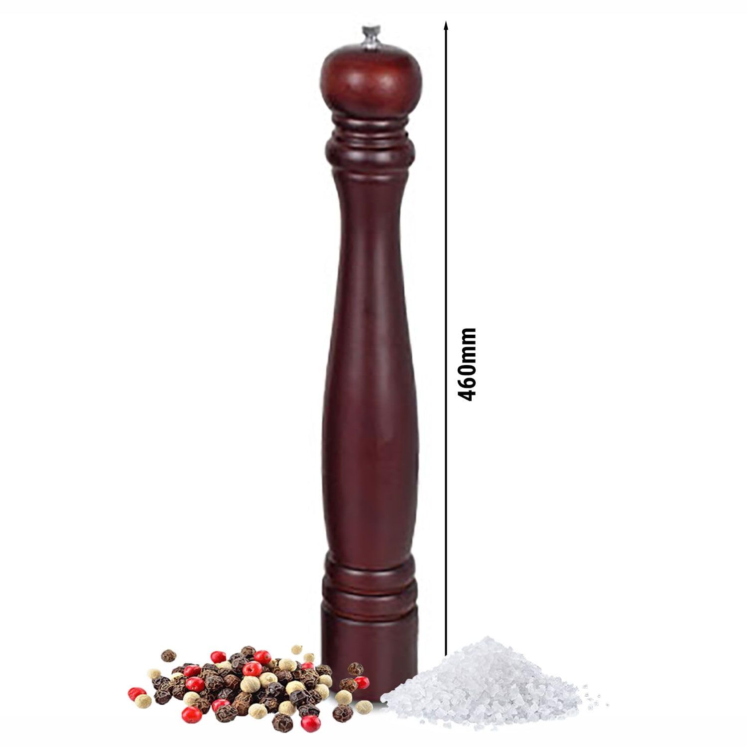 (2 Stück) Salz- & Pfeffermühle - Holz - mit Stahlmahlwerk - Höhe: 460mm - Braun