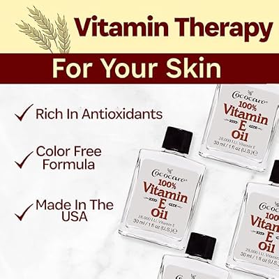 COCOCARE 100% Vitamin E Oil - Maximum Moisture for Dry Skin - 28000 I.U Wrinkle Reduction - 1 Fl Oz - 4 Pack